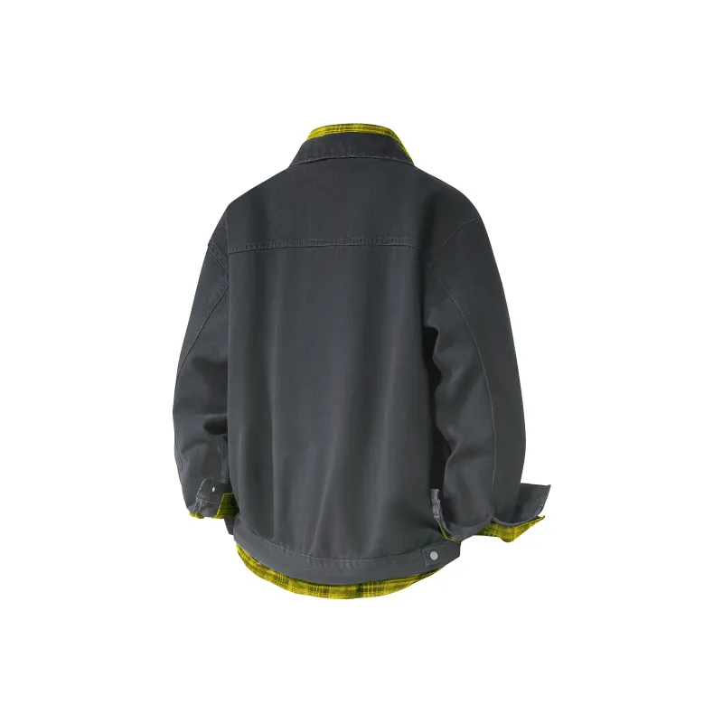 HOKLV Jacket Unisex Black Coat+Yellow Shirt-17