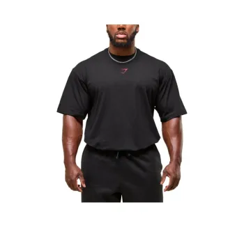 GYMSHARK Power T Shirt Men's Black/Toning Red