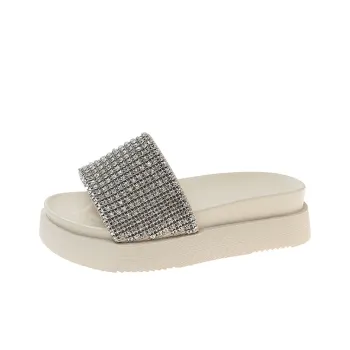 Handsome Running Sheep Rubber Sole Rhinestone Slip Resistant Slide Slippers Women's