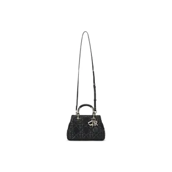 DIOR Calfskin Daisie Bag Shoulder Bag Crossbody Bag Handbag Small Size Women's Black