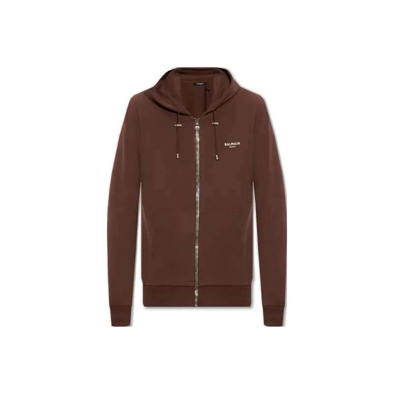 BALMAIN Zipped Logo Printed Hoodie-0