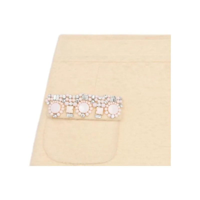CELINE Embroidered Mini Skirt In Bouclette Natté-3