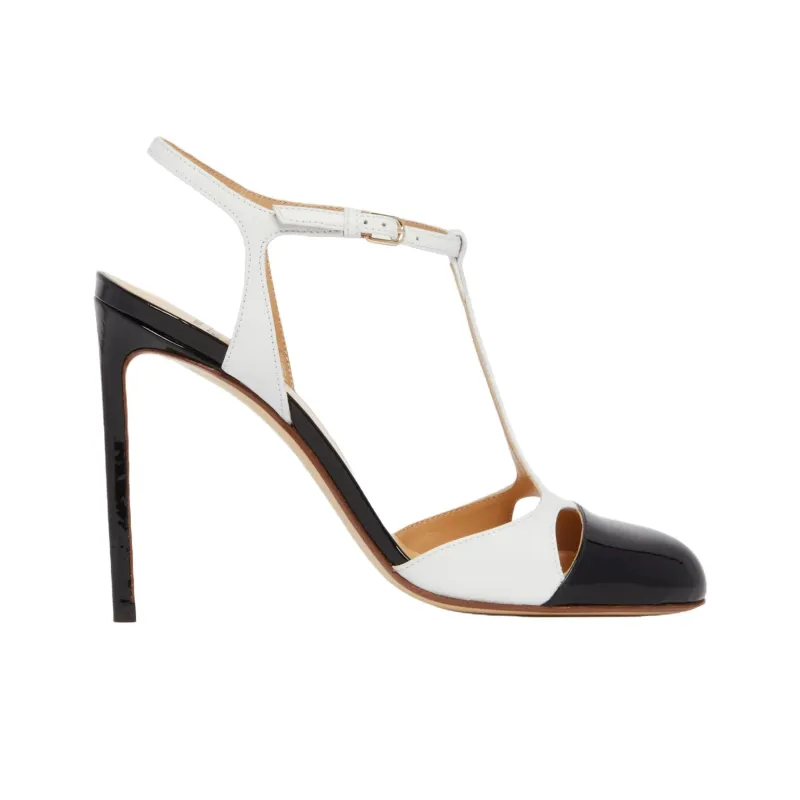 FRANCESCO RUSSO R1P926 Slim Heel High Heels 11cm Women's Black White-1