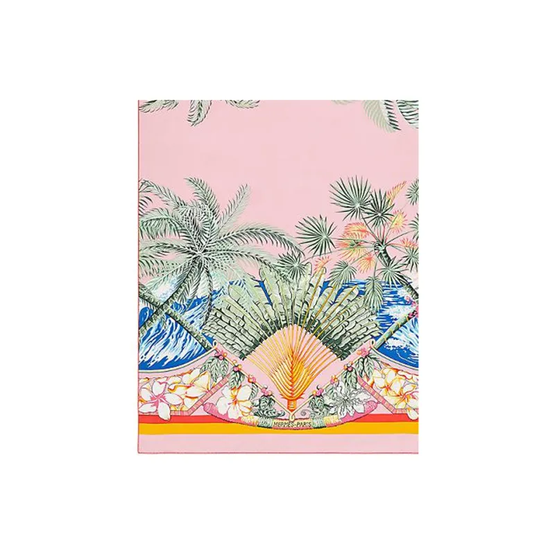 HERMES Silk Twill Silk Scarves Women's Pink-2