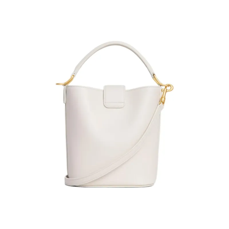 CELINE Calfskin Bucket Bag, One Shoulder Handbag Mini Women's Beige-2