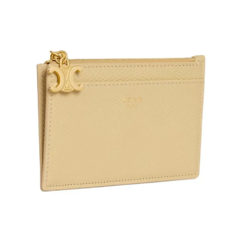 CELINE Triomphe Calfskin Card Holder Women's Yellow-1