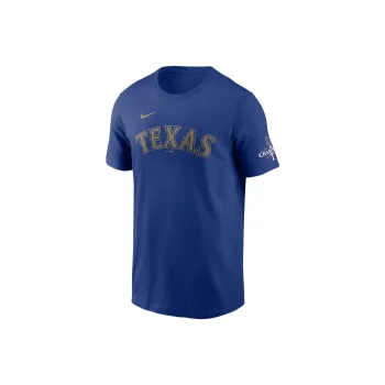 Nike MLB Collaboration Texas Rangers 2023 World Series Champions Gold T-Shirt Texas Ranger Team Men's Rash Blue