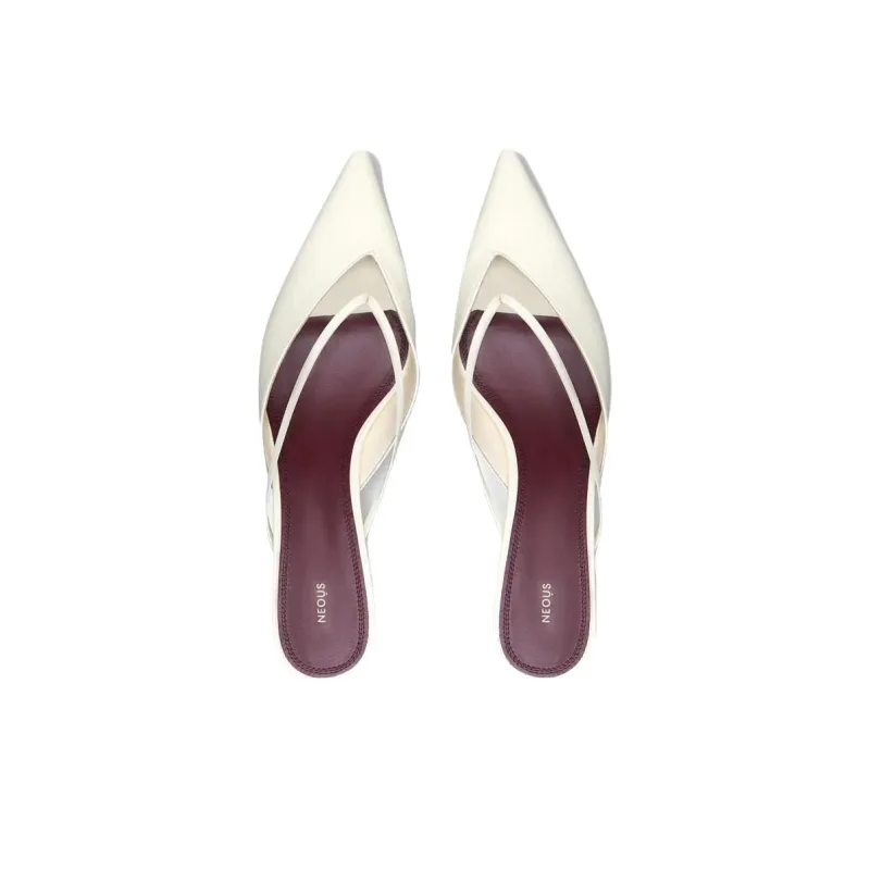 NEOUS Closed Toe Slippers 4cm Women's Ivory-3
