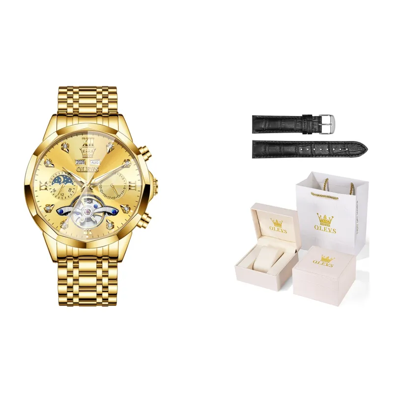 OLEVS Play The Cool Series Mechanical Movement Stainless Steel Watchband Watch Men's Watches Black Dial-40