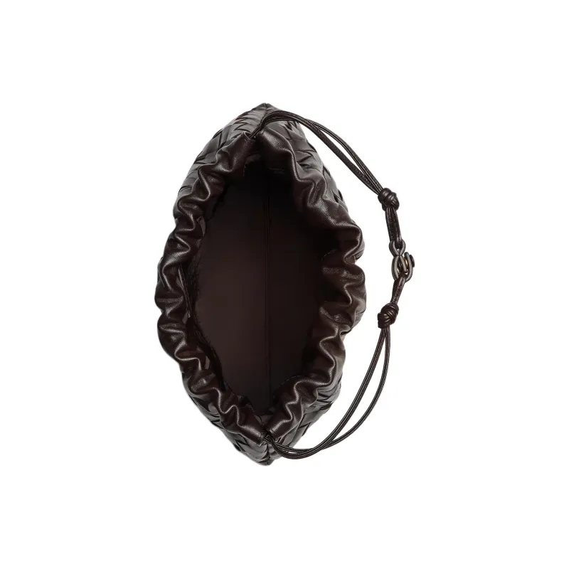 Bottega Veneta Cow Leather Clutch Medium Size Women's Chocolate Brown-2