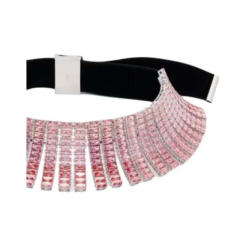 Swarovski Fabric, Brass, Swarovski Crystal Necklaces Women's Pink-1