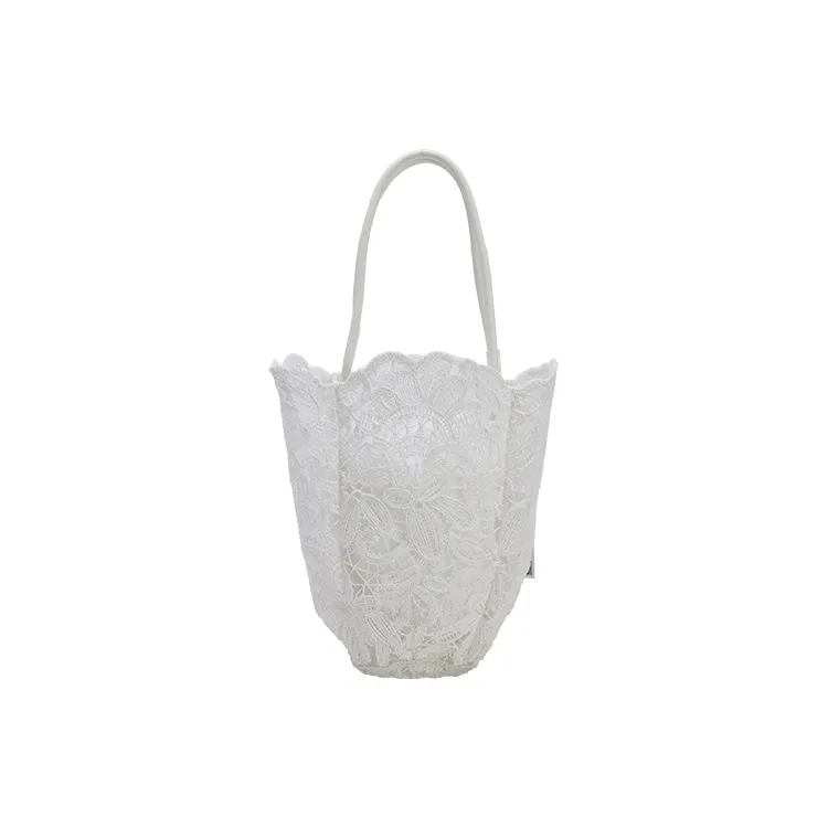 URBAN REVIVO Fabric Bucket Bag Handbag Medium Size Women's Sky Blue/Raw White-5
