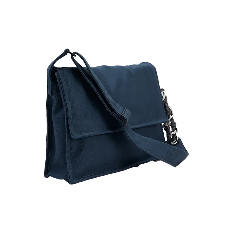 URBAN REVIVO Fabric Crossbody Bag Regular Men's Coffee Brown/Royal Blue-6