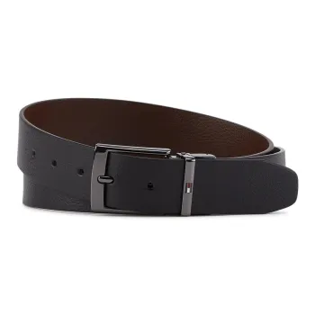 Tommy Hilfiger Cow Split Leather Belts Men's Black Brown 3.5cm