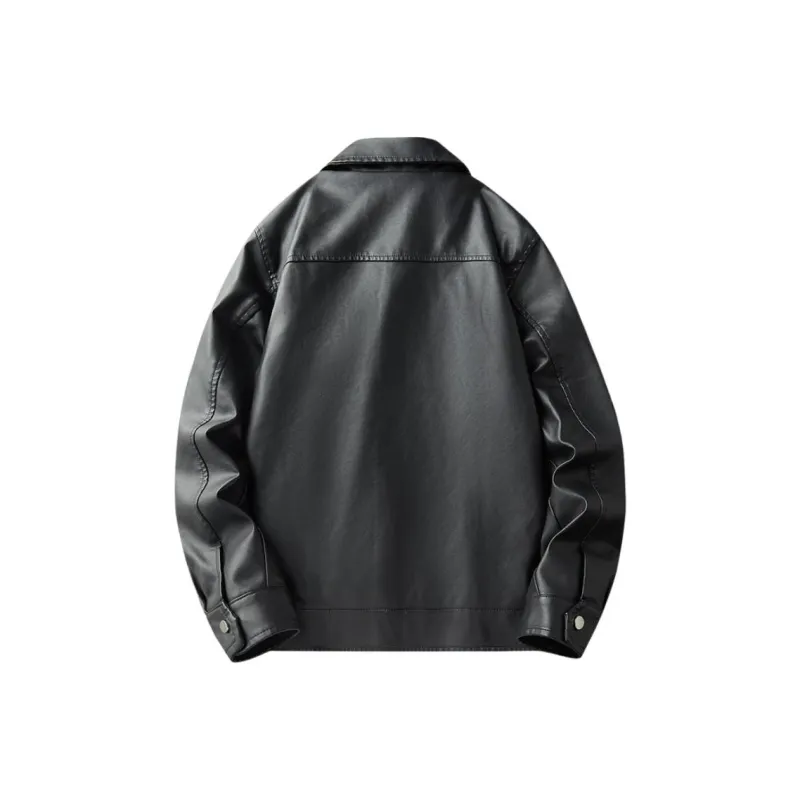 DABAISHA Leather Jacket Men's Black-1