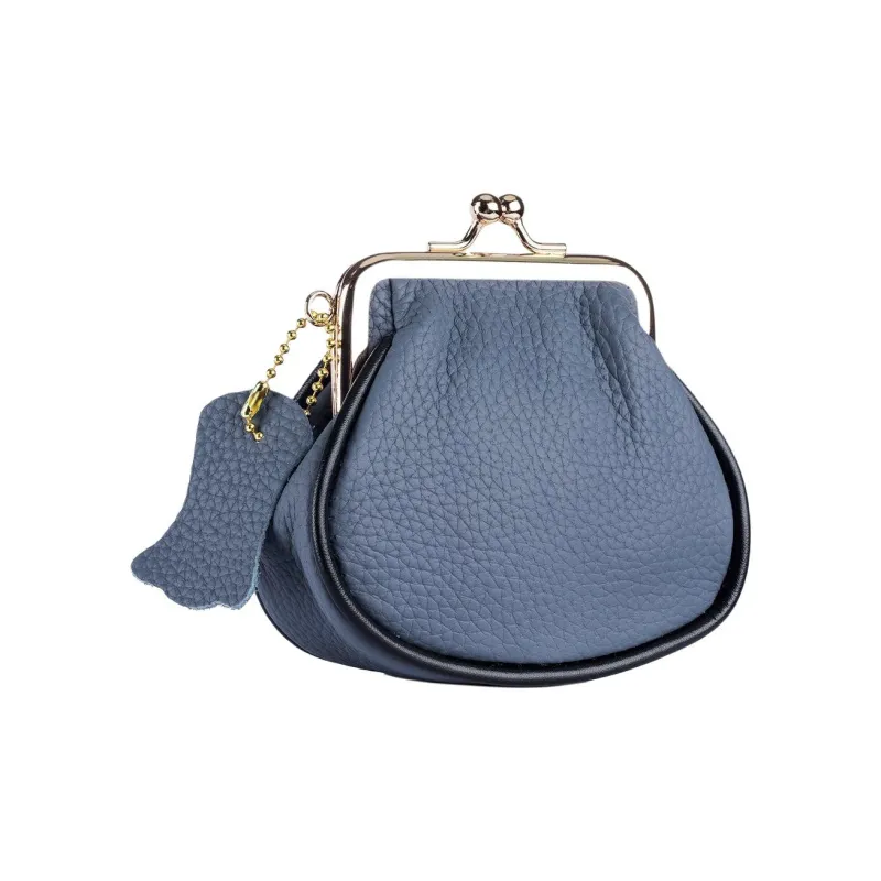 Tong Tong Rabbit Top Grain Cow Leather Coin Purse Women's Black/Burgundy/Elephant Gray/Denim Blue/Orange/Earth Yellow-3