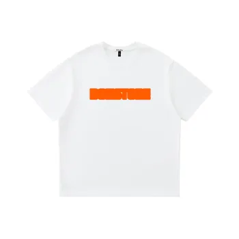 DOH STORE Versatile Casual Loose Fit Off-The-Shoulder 100% Cotton Pullover Crew Neck Short-Sleeved T-Shirts Unisex