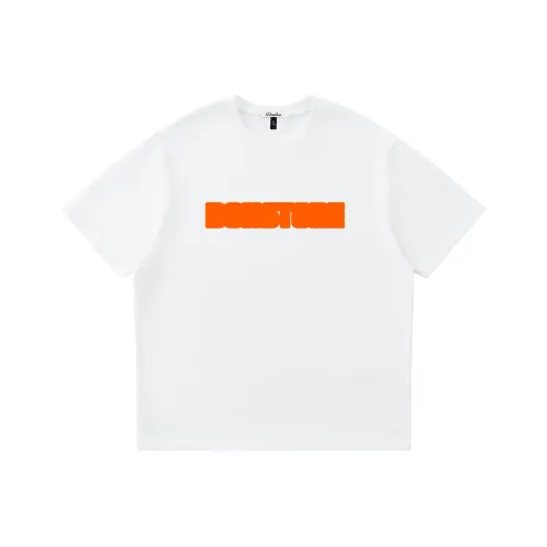 DOH STORE Versatile Casual Loose Fit Off-The-Shoulder 100% Cotton Pullover Crew Neck Short-Sleeved T-Shirts Unisex