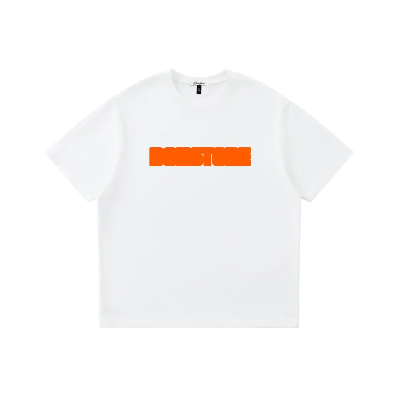 DOH STORE Versatile Casual Loose Fit Off The Shoulder 100% Cotton Pullover Crew Neck Short Sleeved T Shirts Unisex-0