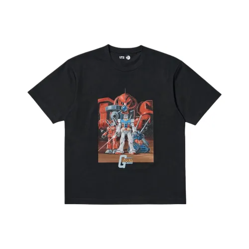 UNIQLO x JIDONGZHANSHIGAODA 45ZHOUNIAN,LIANMINGKUAN Mobile Suit Gundam, Collaboration SS25 T Shirt Unisex Black