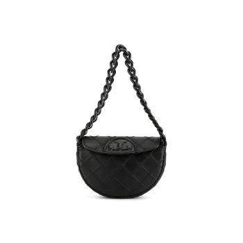 TORY BURCH Mini Fleming Soft Crescent Bag Black