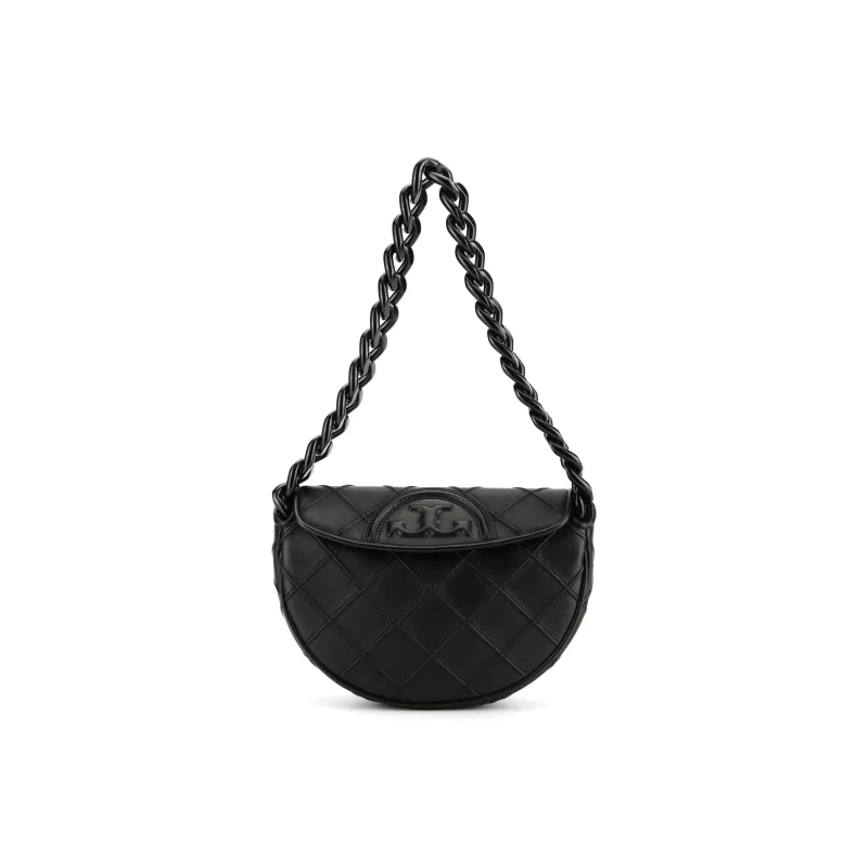 TORY BURCH Mini Fleming Soft Crescent Bag Black-0