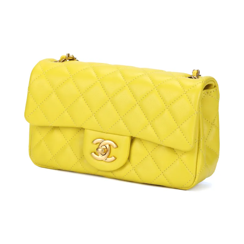 CHANEL Classic Flap CF Sheepskin Flap Bag, Shoulder Bag, Crossbody Bag Women's Yellow-1