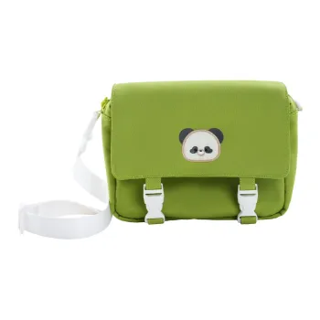 Holding Bamboo Canvas Bag, Crossbody Bag Medium Size Women's Green