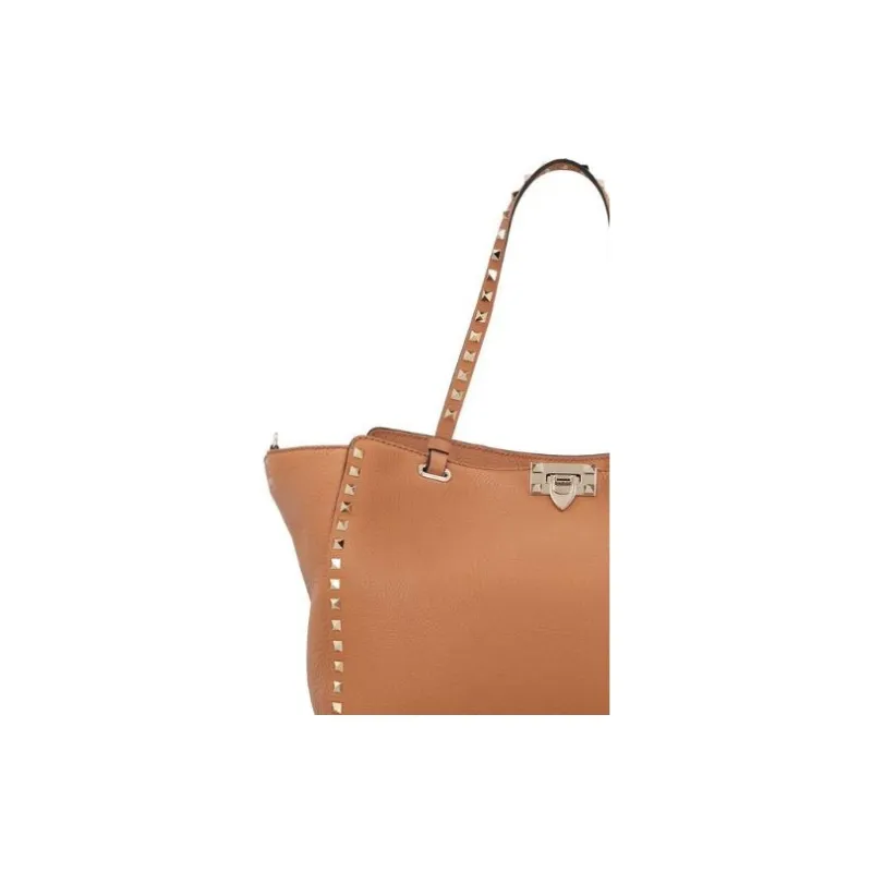 Valentino GARAVANI ROCKSTUD Calfskin One Shoulder Handbag Medium Size Women's Orange-3