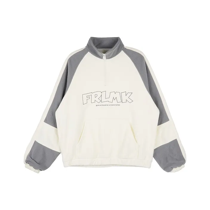 FRLMK Stand Collar Loose Fit Regular Sweatshirt Unisex White-0
