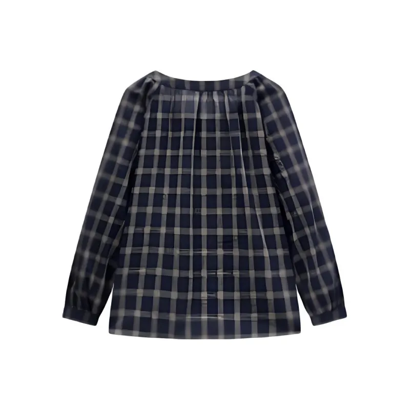 EICHITOO Shirt Women's Navy Blue Plaid-1