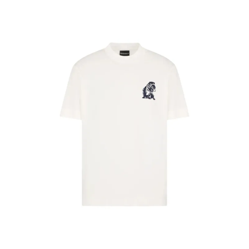 EMPORIO ARMANI Lyocell Blend jersey T shirt With French Bulldog Embroidery-0