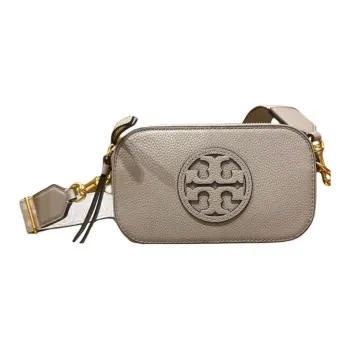 TORY BURCH Miller Pebble Leather Camera Bag, Crossbody Bag, Shoulder Bag Mini Women's Clay Gray