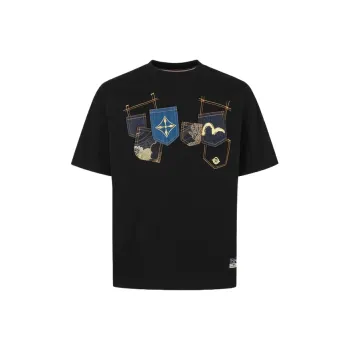 EVISU Multi Pocket Multi Print T shirt