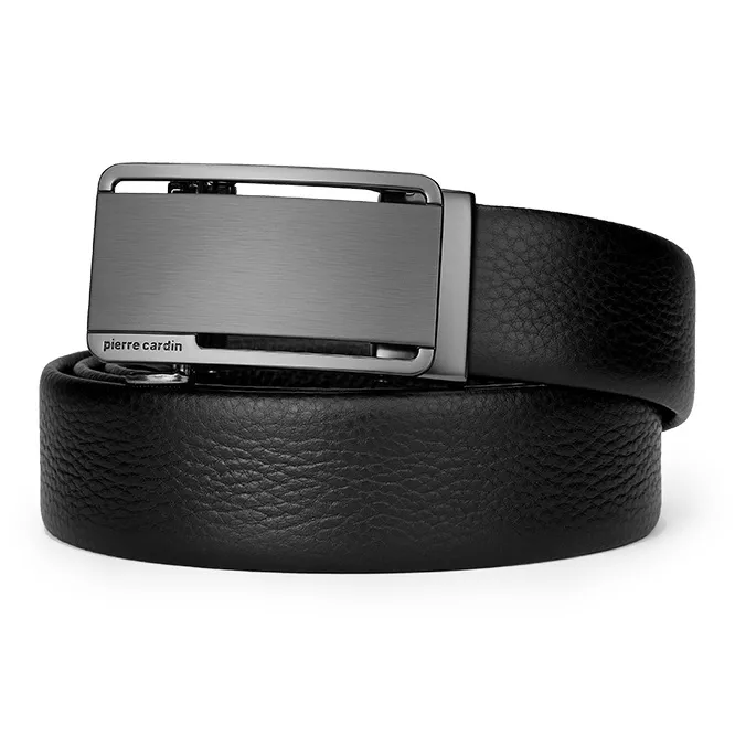 PIERRE CARDIN Cow Leather Belts Men's Black 3.5cm-3