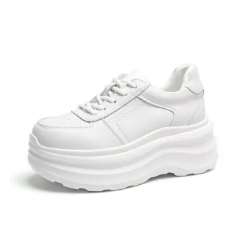 O.L Anti Slip Wear Resistant Breathable Height Increasing Low Top Casual Shoes Women's White