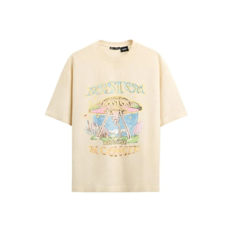 ZARA T Shirts Men Tan-0