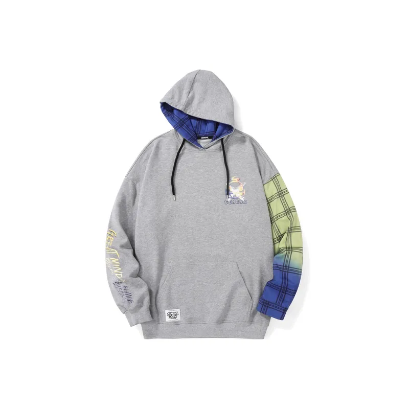 GENANX Hooded Loose Fit Regular Sweatshirt Unisex Heather Gray-0
