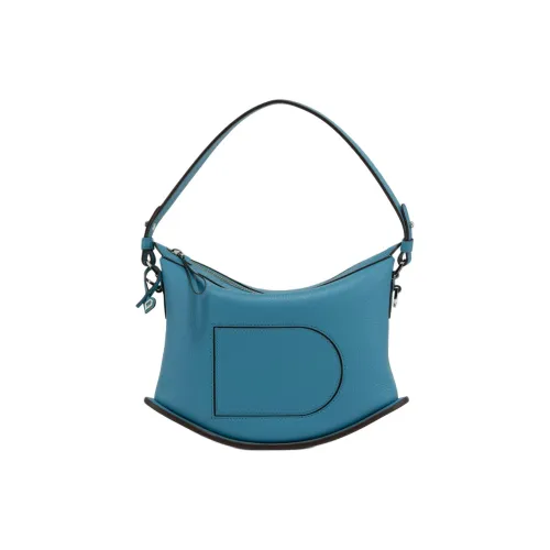 Delvau Pin Swing Textured Calfskin One Shoulder Handbags Women's Blue