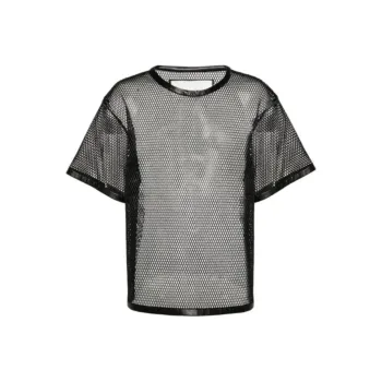 JIL SANDER Perforated Leather Trim Crewneck T Shirt