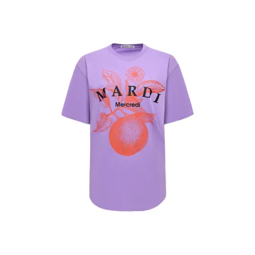MARDI MERCREDI T Shirt Unisex White Limestone Purple Wild Rose Fruit Red