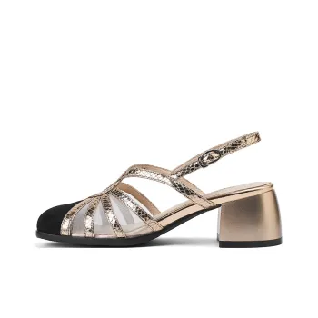 XICUNMINGWU High Heels Women's Champagne+Black