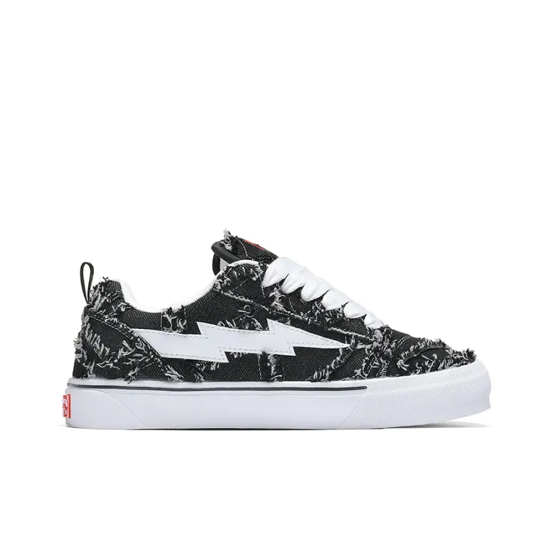 VFTS Lightning Skateboard Shoes Anti Slip Wear Resistant Low Top Students Preppy Style Puffy Shoes Unisex-2