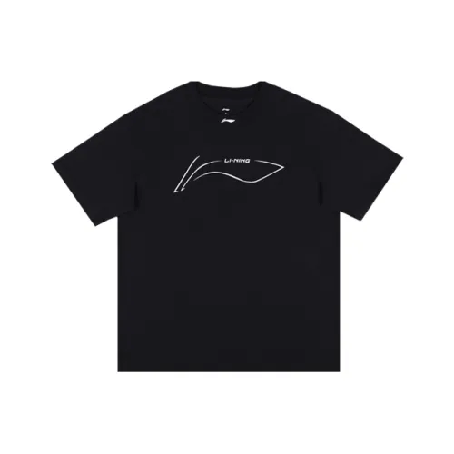 LiNing Drop Shoulder Sleeve T Shirt Unisex Black