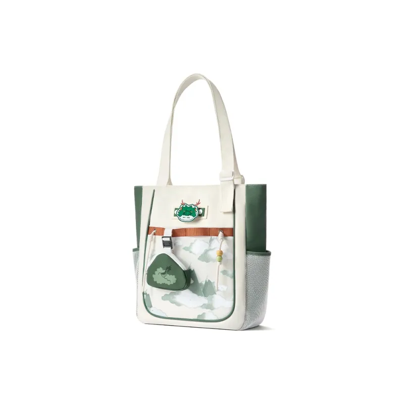 MR.ACE HOMME Polyester Large Capacity Handbag, Schooling Commute Tote Unisex Auspicious Clouds Green-1