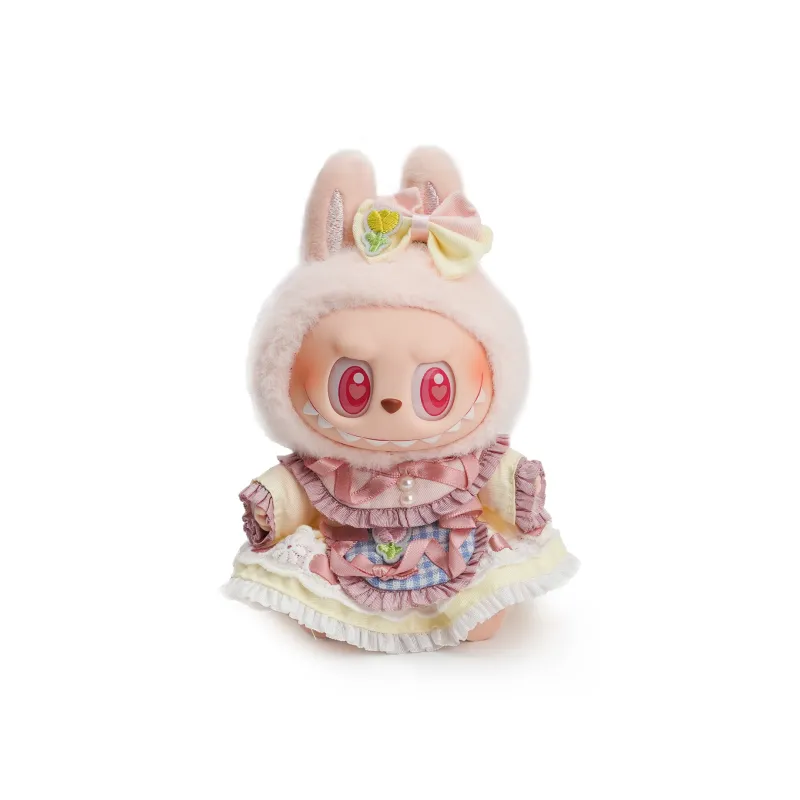 [Dress Up Doll] POP MART LABUBU THEMONSTERS Pink Princess Hang Tag Box Labubu Vinyl Sitting Party, 15cm In Height-3