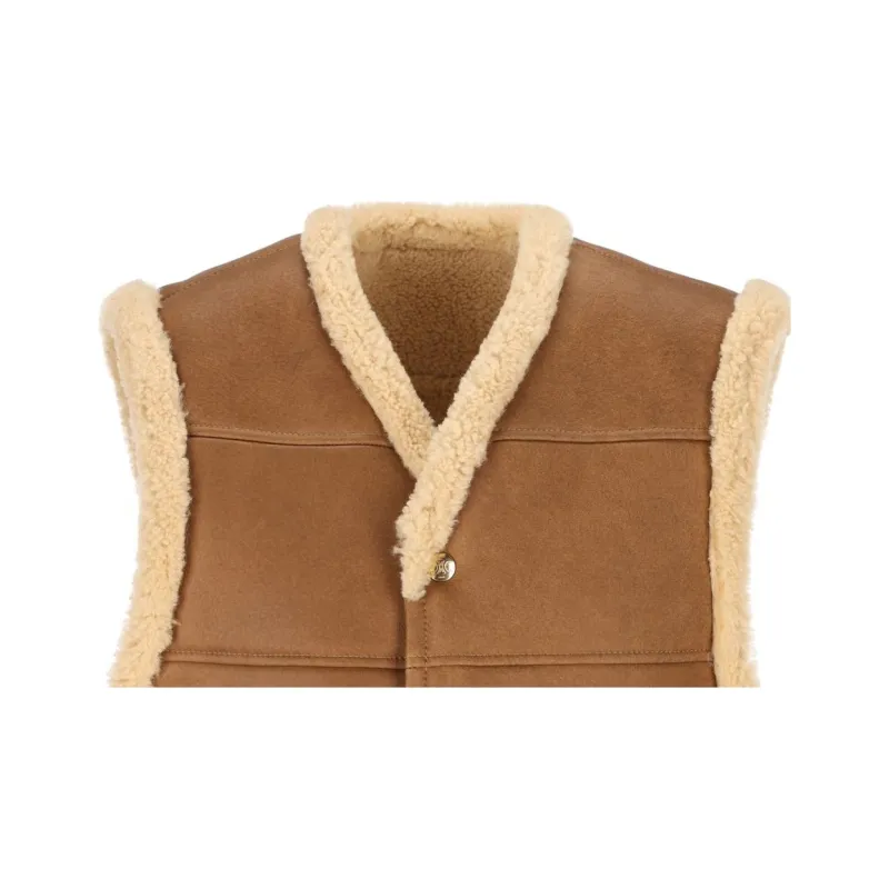 CELINE Oversized Sleeveless Jacket In Curly Lambskin-4