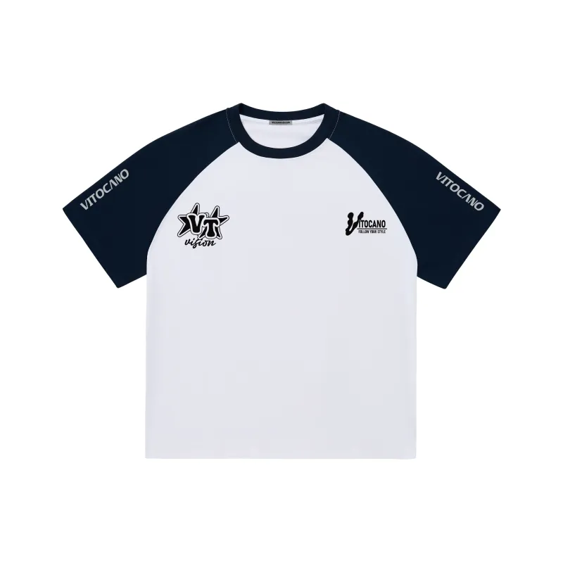 Vitocano T-Shirt Unisex White & Navy Blue-0