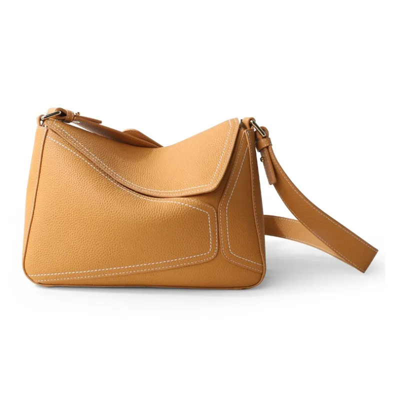 MINIBIRD Top Grain Cow Leather Geometric Shoulder Bag, Crossbody Bag Medium Size Women's Multicolor-7