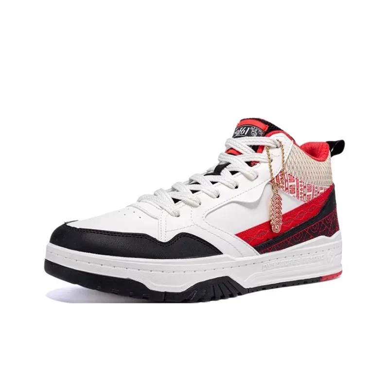 361° Wear resistant And Lightweight Mid Top Skateboard Shoes Men's White Black Red-2